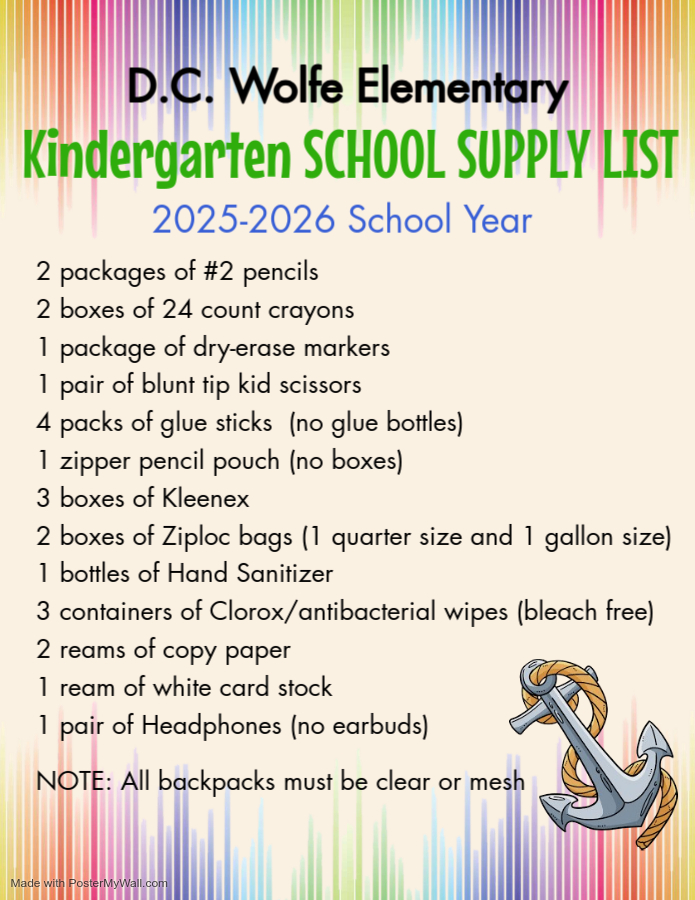 Kindergarten Supply List